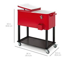 Load image into Gallery viewer, 80-Quart Rolling Cooler Cart w/ Bottle Opener, Catch Tray
