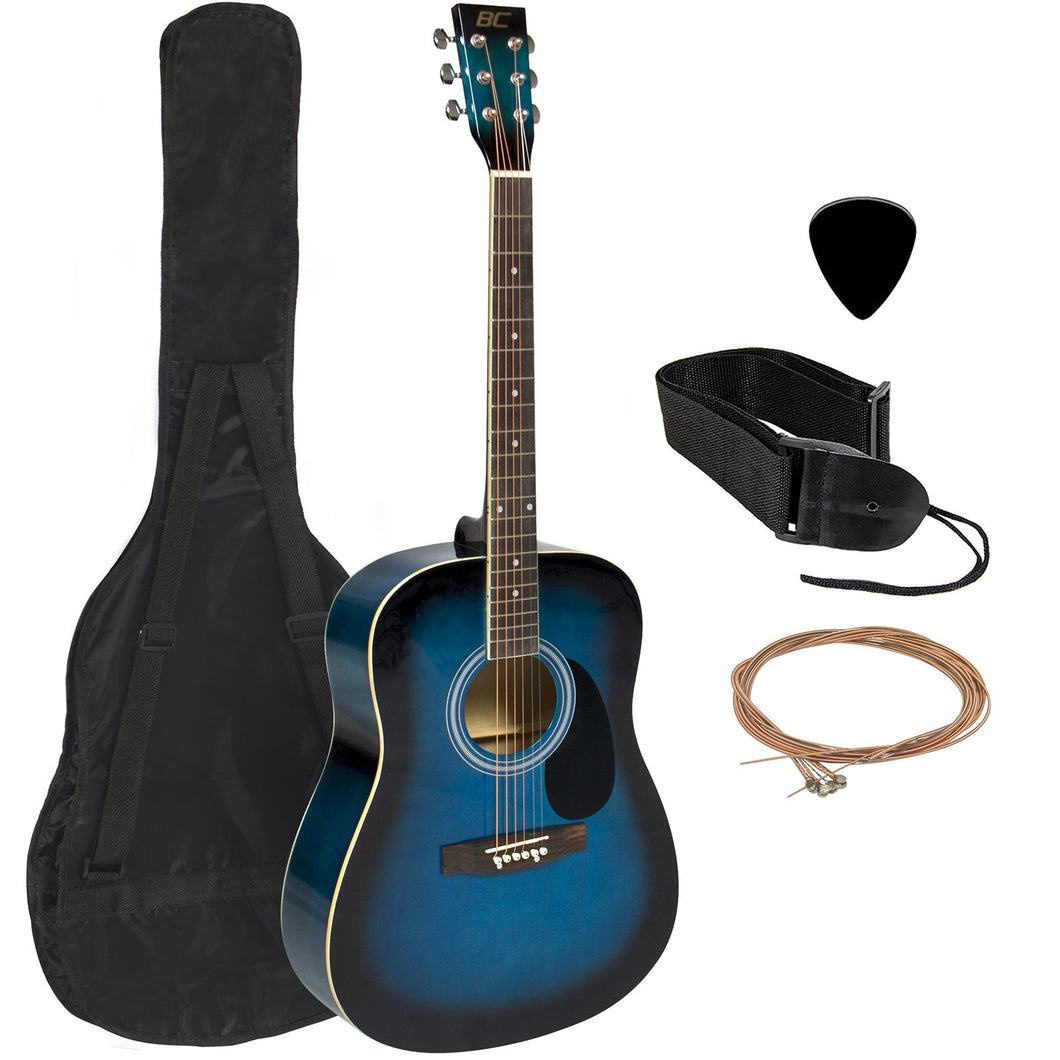 41in Acoustic Guitar Starter Kit w/ Case, Pick, Strap, Extra Strings