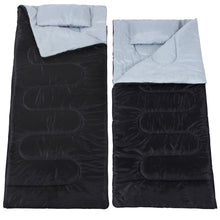 Load image into Gallery viewer, 2-in-1 Double Sleeping Bag w/ 2 Pillows, Carrying Case - Black/Gray
