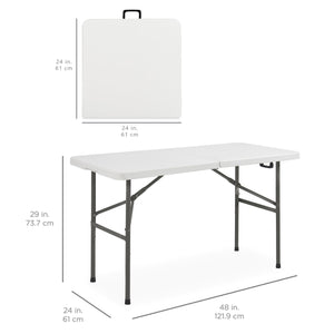 4ft Portable Folding Plastic Dining Table w/ Handle, Lock