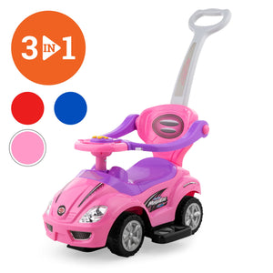 3-in-1 Kids Push Car w/ Handle and Horn