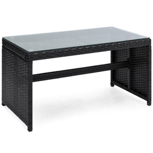 4-Piece Outdoor Wicker Sofa Furniture Set w/ 1 Double, 2 Single Sofas, Table