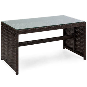 4-Piece Outdoor Wicker Sofa Furniture Set w/ 1 Double, 2 Single Sofas, Table