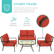 Load image into Gallery viewer, 4-Piece Outdoor Patio Furniture Set w/ 2 Chairs, Loveseat, Side Table
