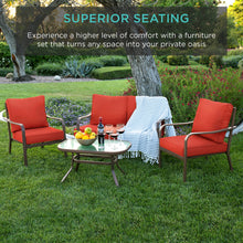 Load image into Gallery viewer, 4-Piece Outdoor Patio Furniture Set w/ 2 Chairs, Loveseat, Side Table
