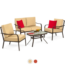 Load image into Gallery viewer, 4-Piece Outdoor Patio Furniture Set w/ 2 Chairs, Loveseat, Side Table
