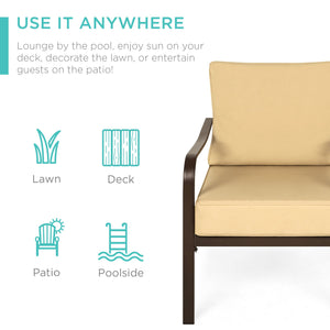4-Piece Outdoor Patio Furniture Set w/ 2 Chairs, Loveseat, Side Table
