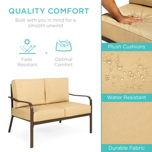 4-Piece Outdoor Patio Furniture Set w/ 2 Chairs, Loveseat, Side Table