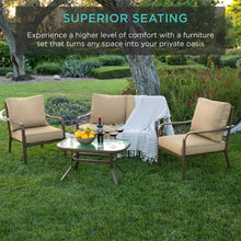 Load image into Gallery viewer, 4-Piece Outdoor Patio Furniture Set w/ 2 Chairs, Loveseat, Side Table
