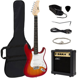 39in Beginner Electric Guitar Kit w/ Case, 10W Amp, Tremolo Bar