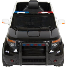 Load image into Gallery viewer, 12V Kids Police Ride-On SUV Car w/ 2 Speeds, Lights, AUX, Sirens - Black
