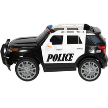 Load image into Gallery viewer, 12V Kids Police Ride-On SUV Car w/ 2 Speeds, Lights, AUX, Sirens - Black
