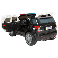 Load image into Gallery viewer, 12V Kids Police Ride-On SUV Car w/ 2 Speeds, Lights, AUX, Sirens - Black
