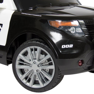 12V Kids Police Ride-On SUV Car w/ 2 Speeds, Lights, AUX, Sirens - Black