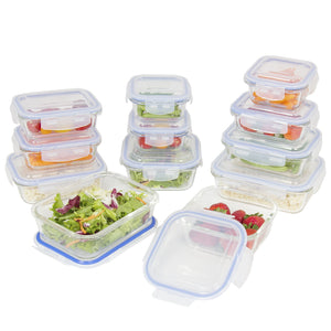 24-Piece BPA-Free Glass Food Container Set w/ 5 Sizes - Clear