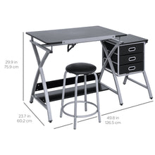 Load image into Gallery viewer, Adjustable Drafting Table Set W/ Stool Chair
