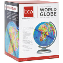Load image into Gallery viewer, 8in Illuminated World Geographical Globe w/ LED Lights
