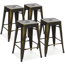 Load image into Gallery viewer, 24in Set of 4 Stackable Distressed Bar Stools
