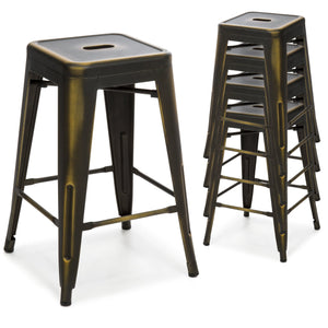 24in Set of 4 Stackable Distressed Bar Stools