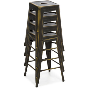 24in Set of 4 Stackable Distressed Bar Stools