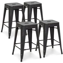 Load image into Gallery viewer, 24in Set of 4 Stackable Distressed Bar Stools
