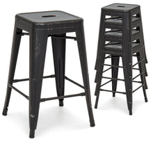 Load image into Gallery viewer, 24in Set of 4 Stackable Distressed Bar Stools
