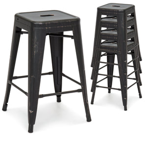 24in Set of 4 Stackable Distressed Bar Stools