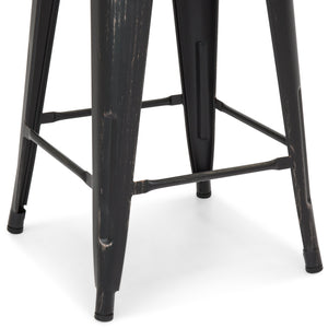 24in Set of 4 Stackable Distressed Bar Stools