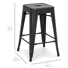 Load image into Gallery viewer, 24in Set of 4 Stackable Distressed Bar Stools
