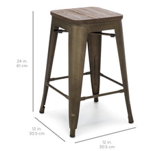 Load image into Gallery viewer, 24in Set of 4 Stackable Distressed Bar Stools

