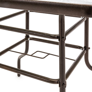 32in Square Tempered Glass  Patio Dining Bistro Table w/ Umbrella Hole