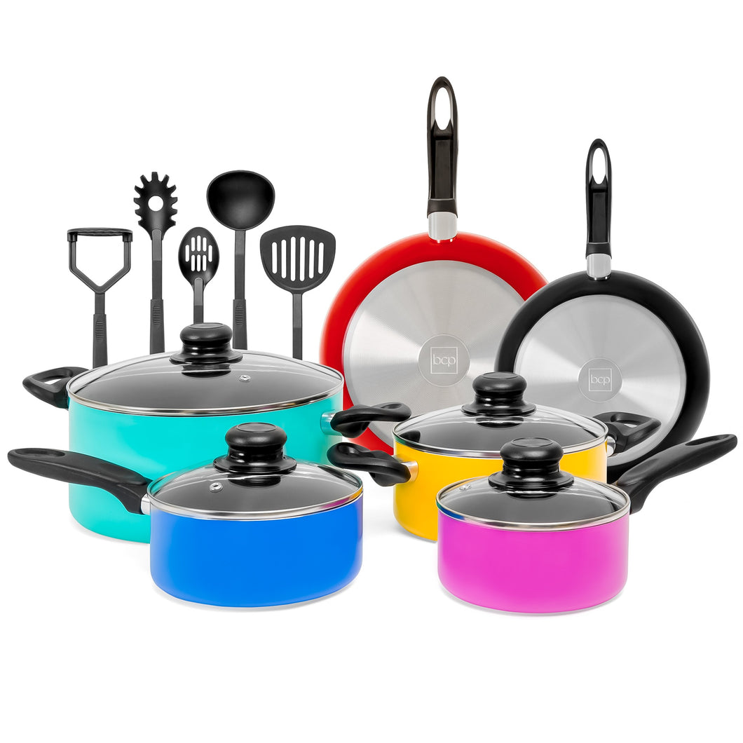 15-Piece Nonstick Kitchen Pots & Pans Set w/ BPA Free Utensils