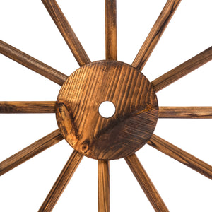 30in Decorative Old Western Wooden Garden Wagon Wheels w/ Steel Rims