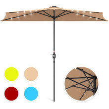 Load image into Gallery viewer, 8.5ft Outdoor Solar LED Half Patio Umbrella w/ Easy Crank
