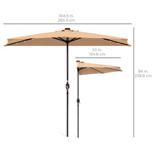 Load image into Gallery viewer, 8.5ft Outdoor Solar LED Half Patio Umbrella w/ Easy Crank
