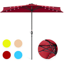 Load image into Gallery viewer, 8.5ft Outdoor Solar LED Half Patio Umbrella w/ Easy Crank
