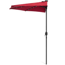 Load image into Gallery viewer, 8.5ft Outdoor Solar LED Half Patio Umbrella w/ Easy Crank
