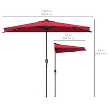 Load image into Gallery viewer, 8.5ft Outdoor Solar LED Half Patio Umbrella w/ Easy Crank
