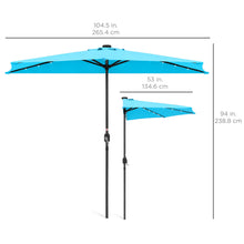 Load image into Gallery viewer, 8.5ft Outdoor Solar LED Half Patio Umbrella w/ Easy Crank
