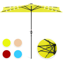 Load image into Gallery viewer, 8.5ft Outdoor Solar LED Half Patio Umbrella w/ Easy Crank

