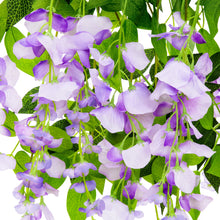 Load image into Gallery viewer, 12-Pack Artificial Silk Vine Wisteria Flower Plant Decor Accent
