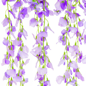12-Pack Artificial Silk Vine Wisteria Flower Plant Decor Accent