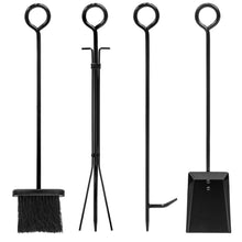 Load image into Gallery viewer, 5-Piece Firewood Log Rack Holder Tools Set w/ Hook, Broom, Shovel, Tongs
