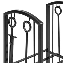 Load image into Gallery viewer, 5-Piece Firewood Log Rack Holder Tools Set w/ Hook, Broom, Shovel, Tongs
