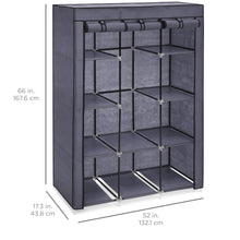 Load image into Gallery viewer, 10-Shelf Portable Fabric Wardrobe Closet Storage w/ Waterproof Cover
