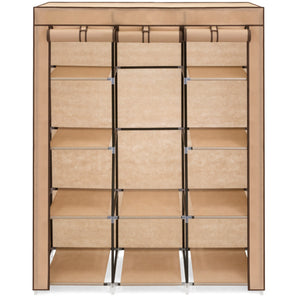 10-Shelf Portable Fabric Wardrobe Closet Storage w/ Waterproof Cover
