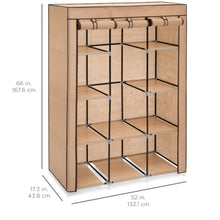 Load image into Gallery viewer, 10-Shelf Portable Fabric Wardrobe Closet Storage w/ Waterproof Cover
