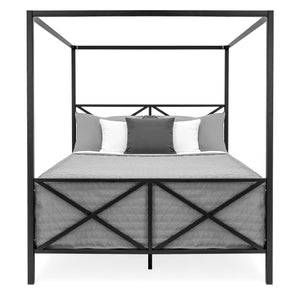 Modern Metal 4 Post Canopy Queen Bed Frame