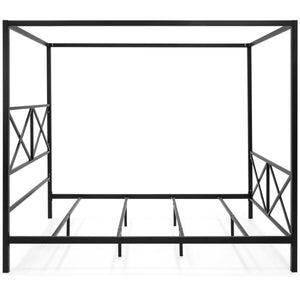 Modern Metal 4 Post Canopy Queen Bed Frame
