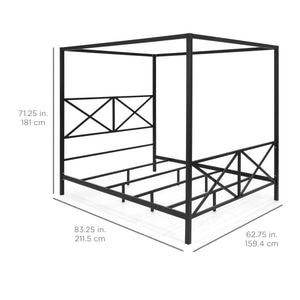 Modern Metal 4 Post Canopy Queen Bed Frame
